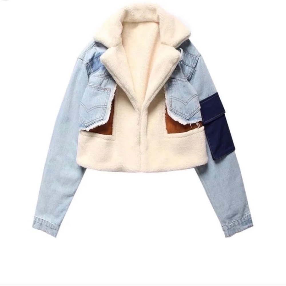 Faux fur denim jacket